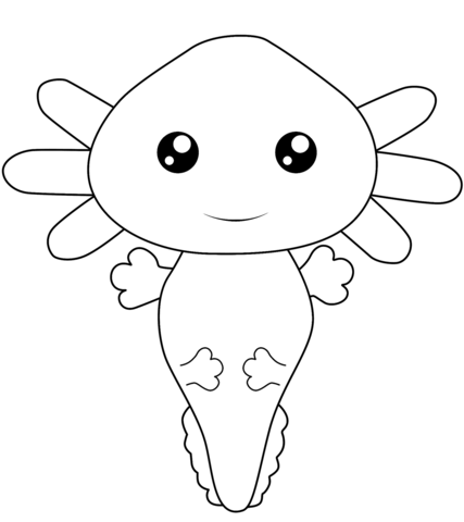 Kawaii Axolotl Coloring Page